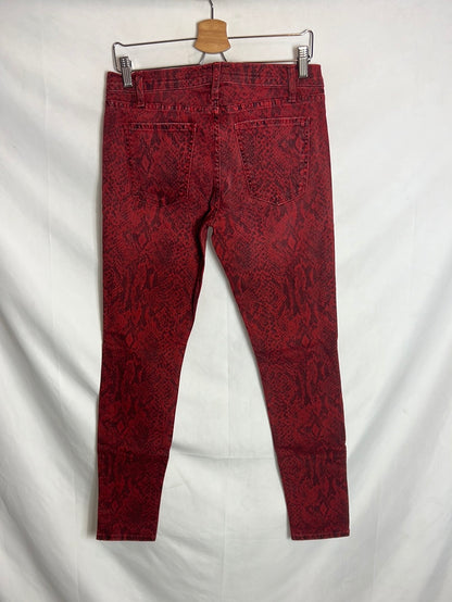 CURRENT ELLIOT. Denim rojo snake print. T 38