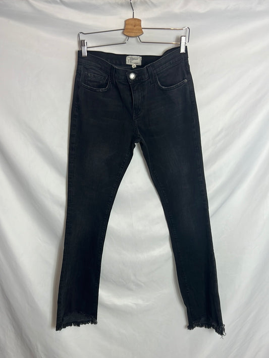 CURRENT ELLIOT. Denim negro flecos. T 38