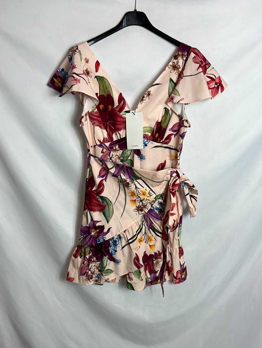 UTERQÜE. Vestido corto flores. T S