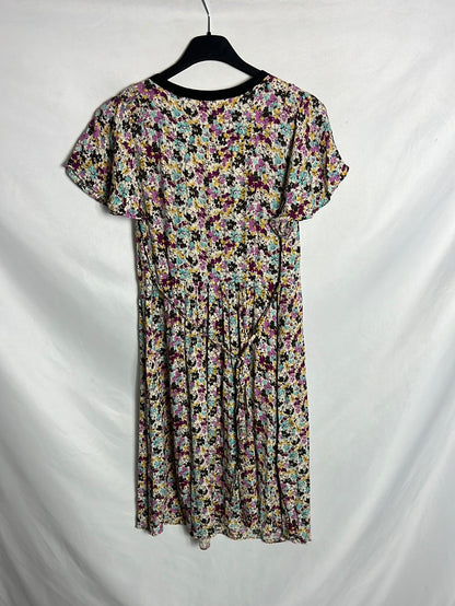 ZARA. Vestido corto flores. T M