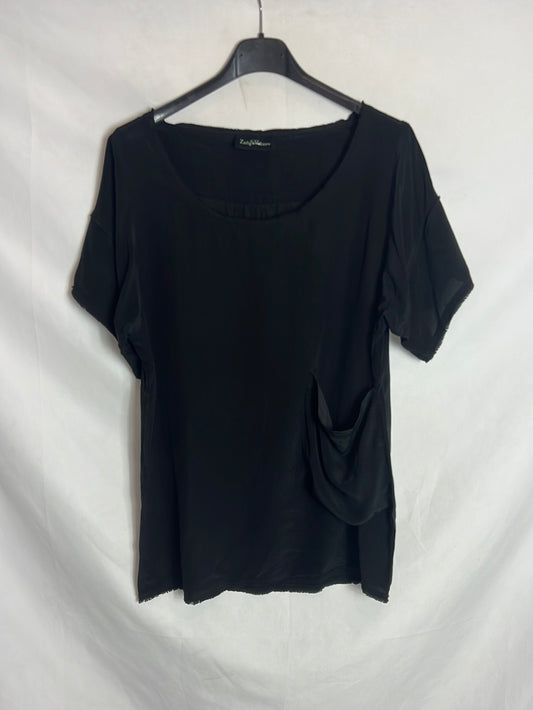 ZADIG&VOLTAIRE . Top negro fluido bolsillo. tL