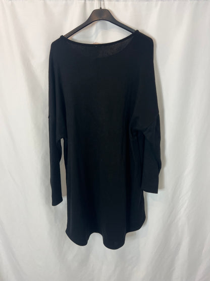 ACUARELA. Vestido corto negro punto. T M/L