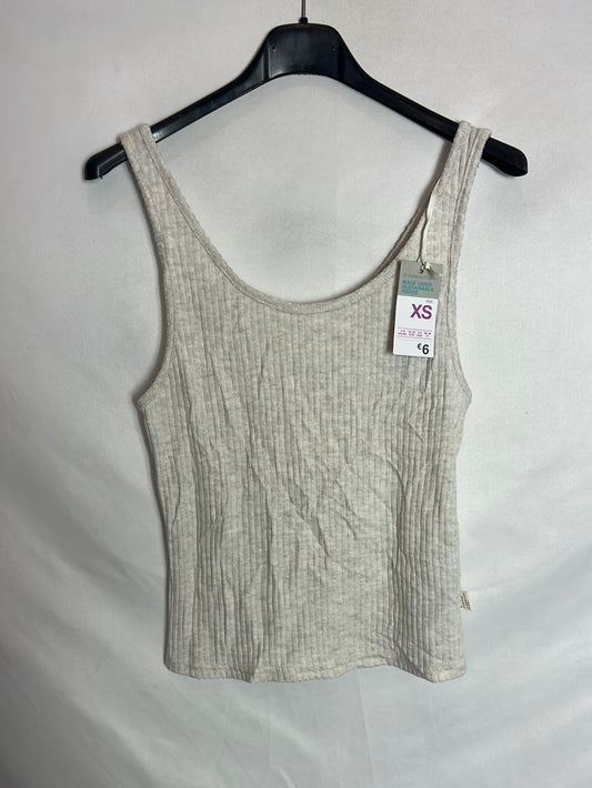 PRIMARK. Top beige canalé T.xs