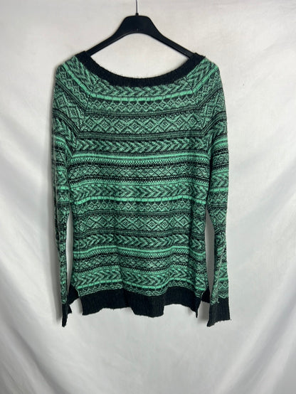 AMERICAN EAGLE. Jersey verde y gris apertura . T M