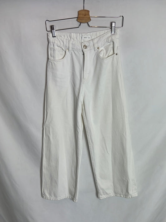 MANGO. Denim blanco pata ancha. T 12 años (xs)