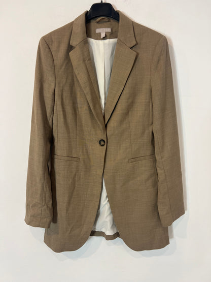 H&M. Blazer beige jaspeada T.34