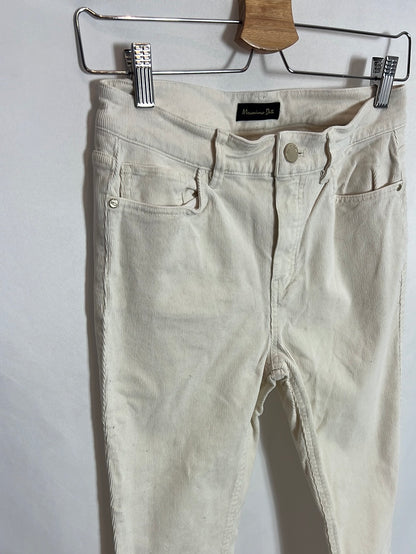 MASSIMO DUTTI. Pantalón beige pana T.36