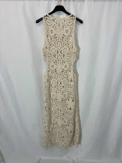 ZARA. Vestido midi crochet aberturas. T S