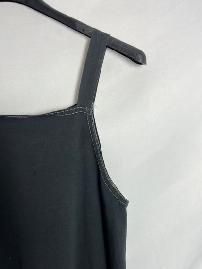 ZARA. Vestido midi gris costuras. T S