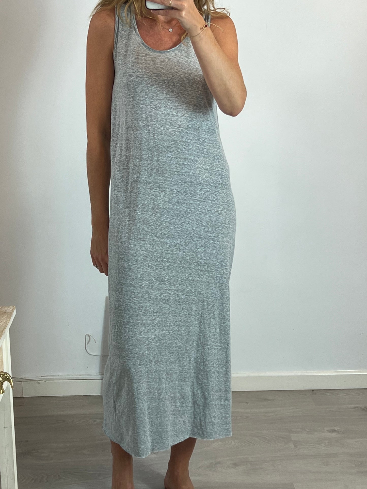 AMERICAN VINTAGE. Vestido largo gris jaspeado. T M