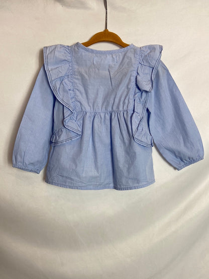 ZARA. Vestido azul volantes T. 12-18 meses