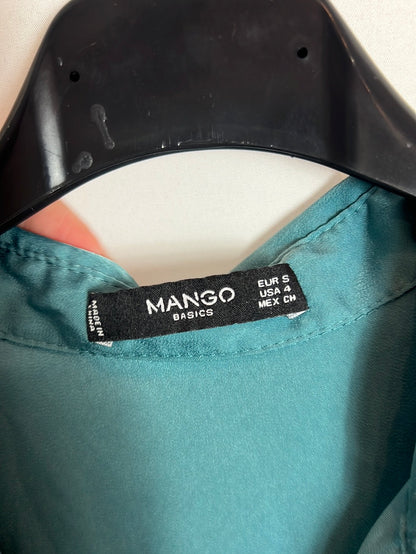 MANGO. Blusa fluida azulón T.s