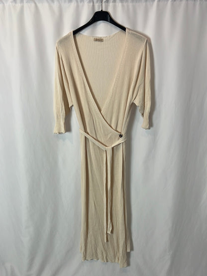 OTRAS. Vestido canalé beige T.s