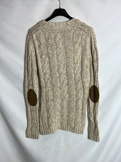 MASSIMO DUTTI. Jersey ochos beige jaspeado. T L