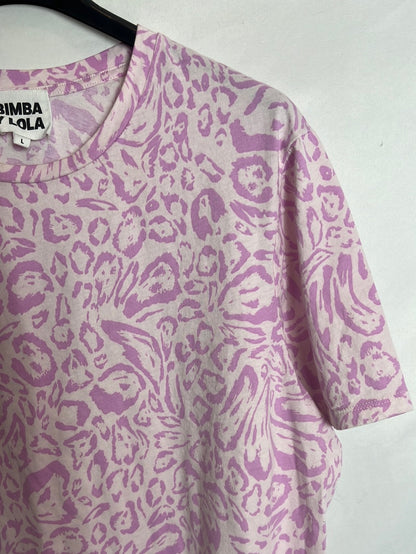 BIMBA Y LOLA. Camiseta rosa estampada. T L