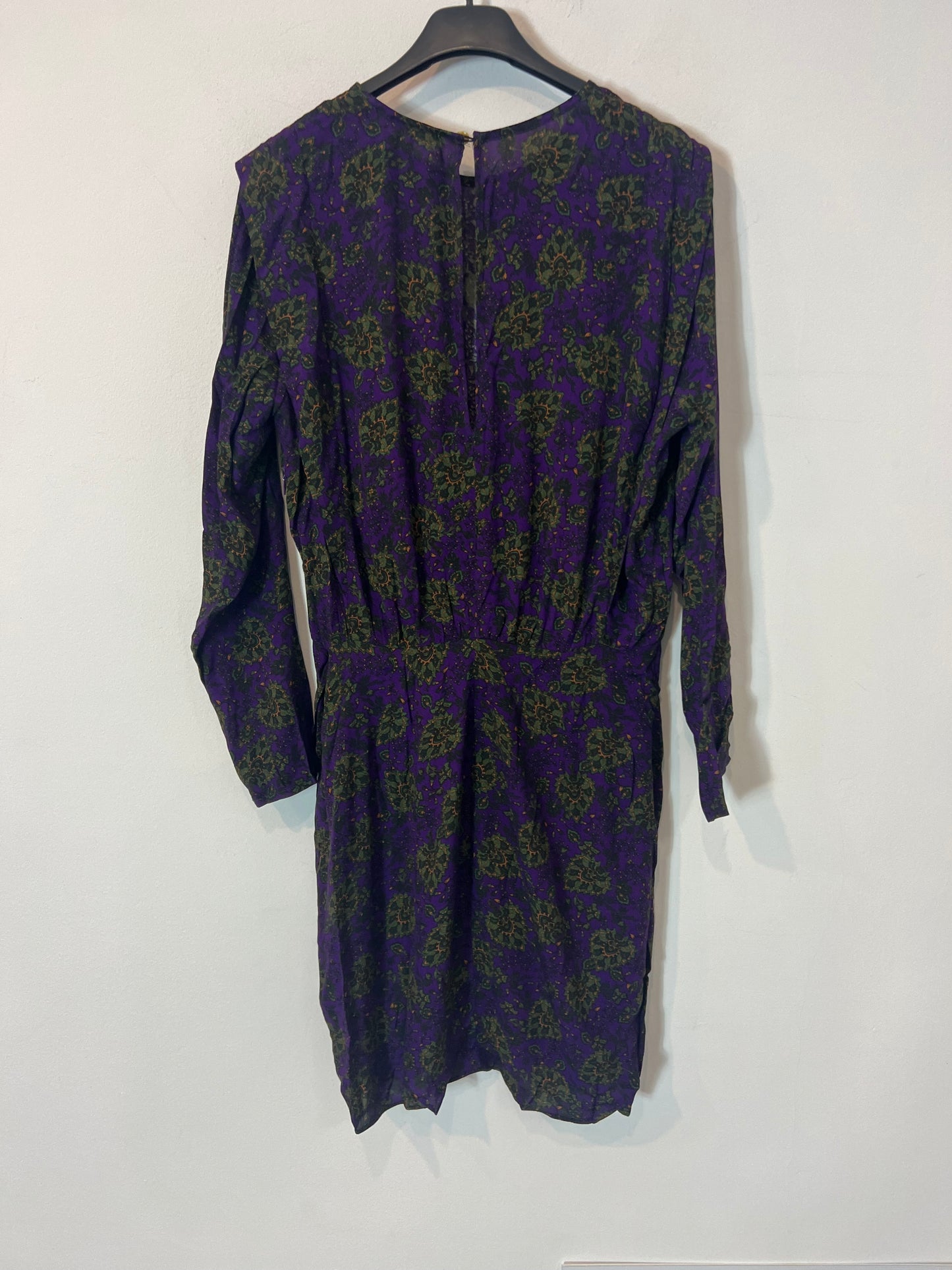 SLOWLOVE. Vestido corto morado estampado T.s