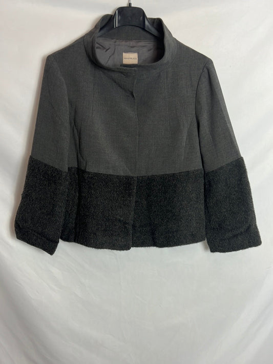 PENNYBLACK. Chaqueta gris doble textura corta. T 38