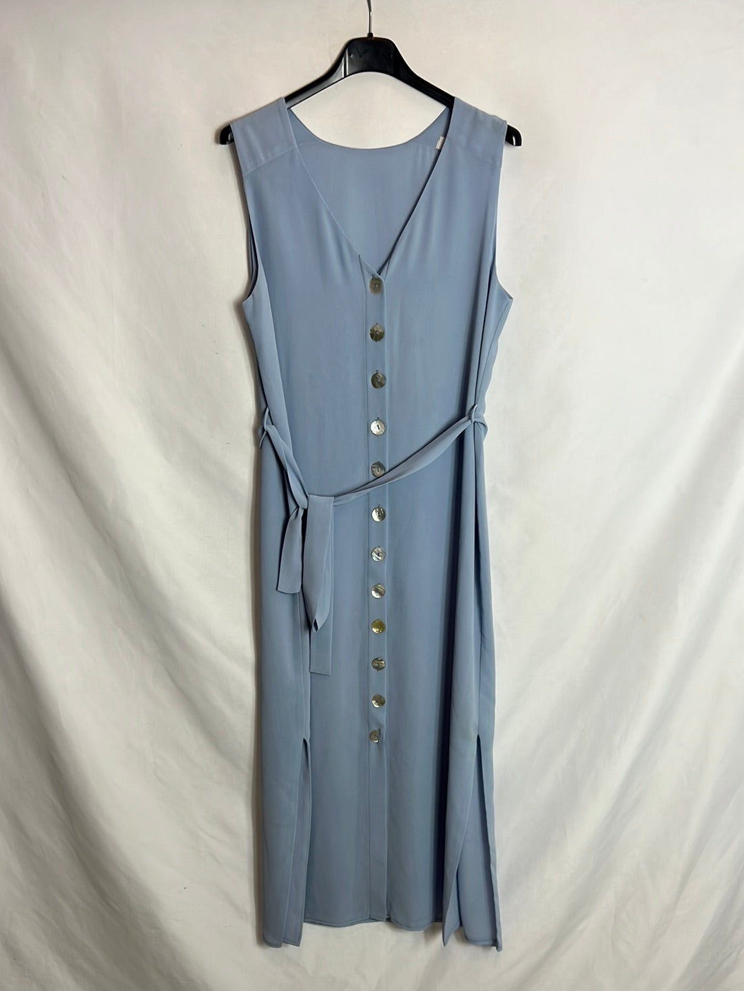 BIMANI. Vestido midi azul caro abotonado. T M