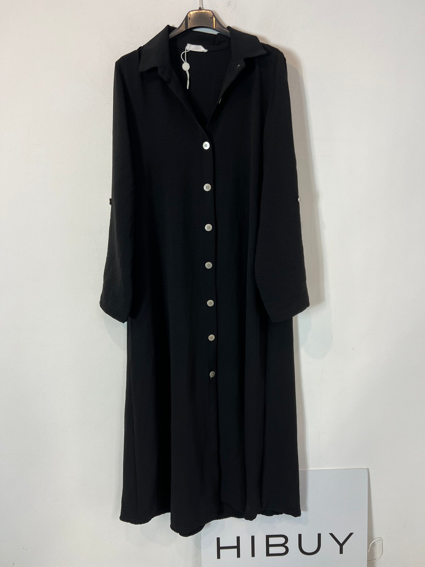 ALGO BONITO. Vestido negro camisero Tu(s/m)