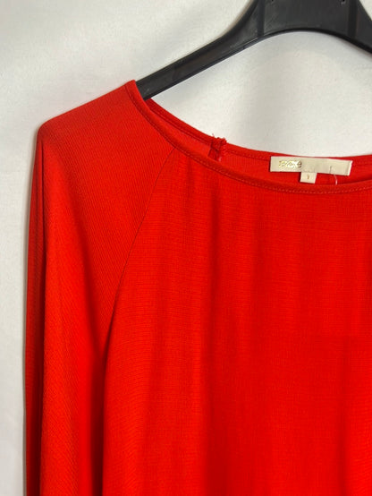 MAJE. Blusa roja fluida detalle puños. T 1 (S)