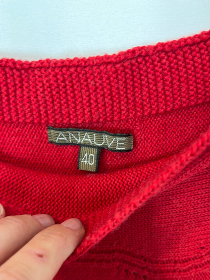 ANAUVE. Falda midi roja lana T.40