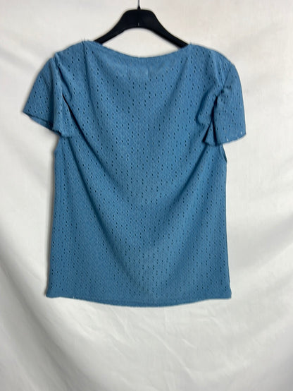 MLN. Top textura troquelado azul T S