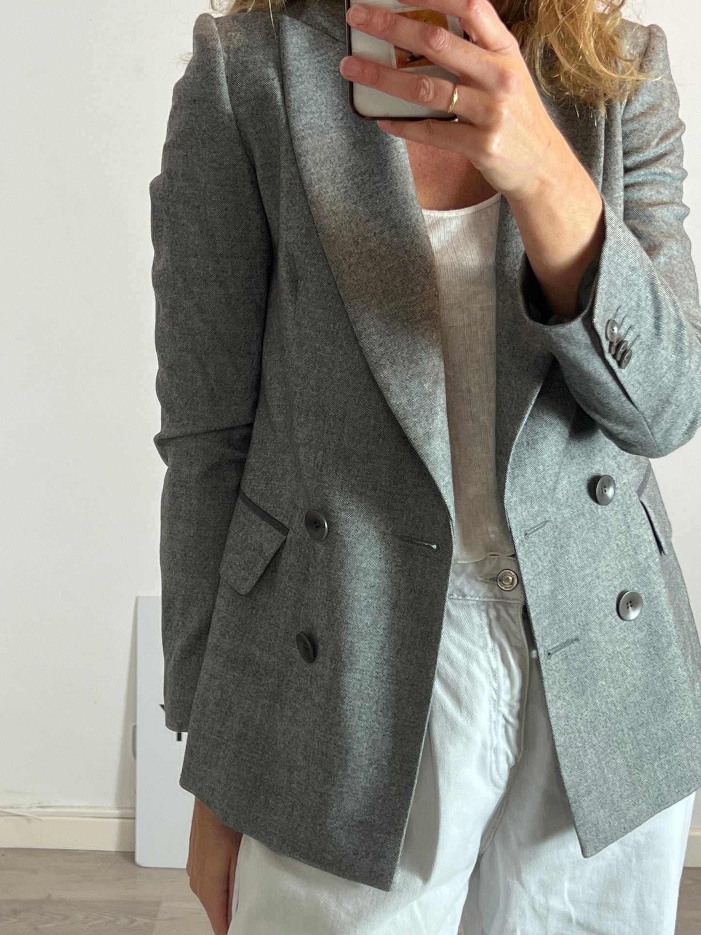 ANGEL SCHLESSER. Blazer jaspeada gris T.38