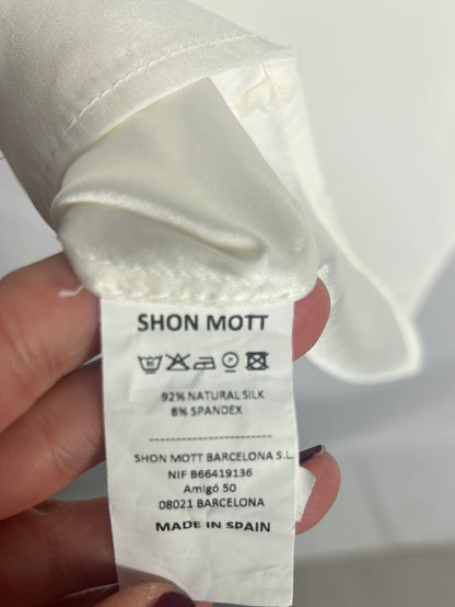 SHON MOTT. Blusa seda manga corta color crudo. T s/m