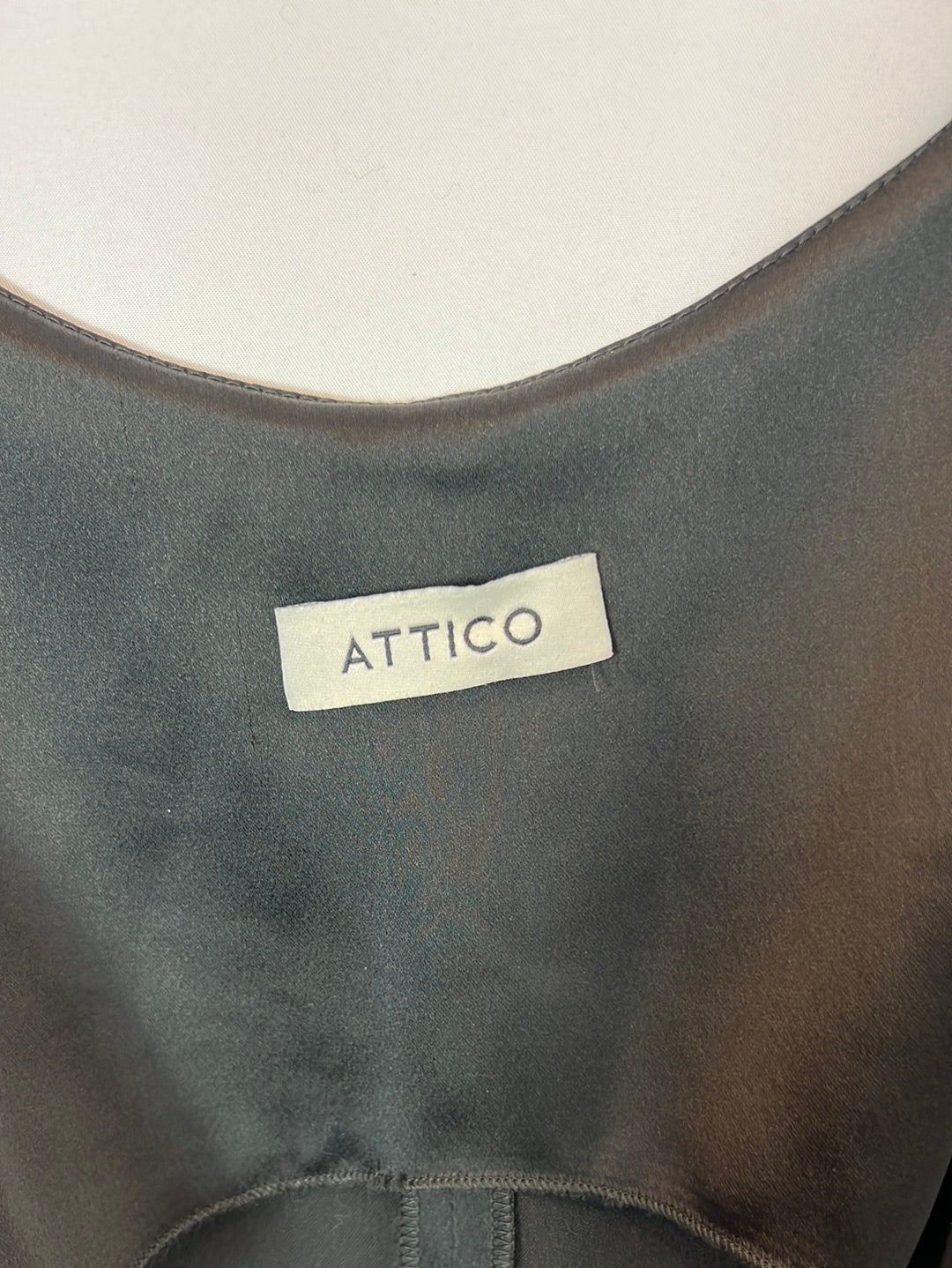 ATTICO. Vestido largo negro satinado  T.s/m