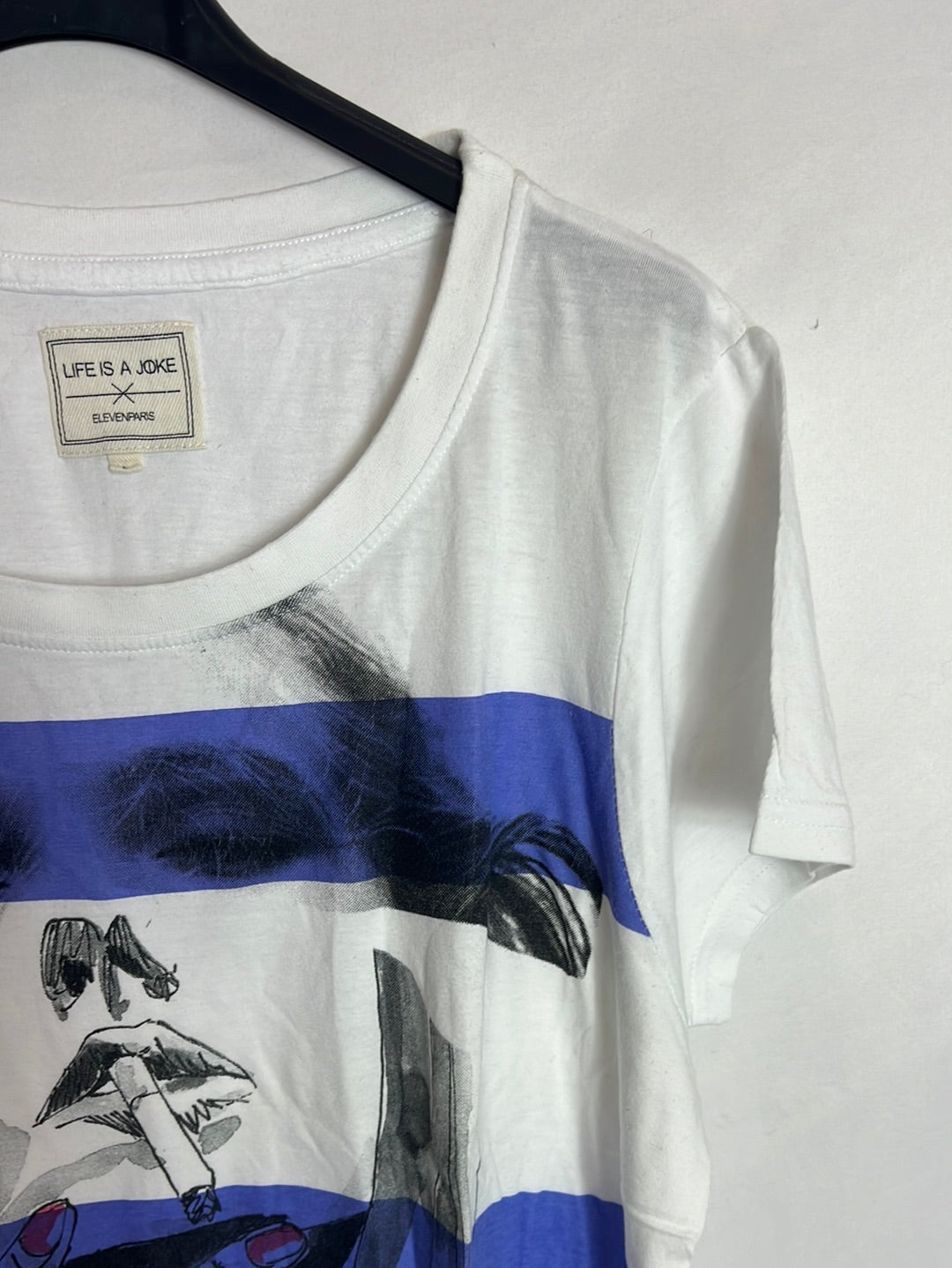 ELEVEN PARIS. Camiseta blanca dibujo. T L