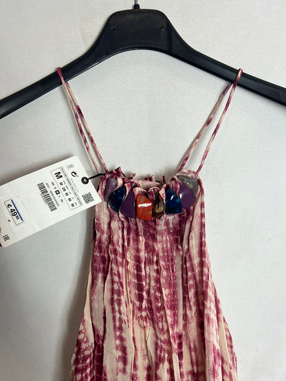 ZARA. Vestido corto tie dye cuello halter. T M