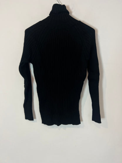 ROBERTO VERINO. Jersey negro canalé cuello alto. T XL