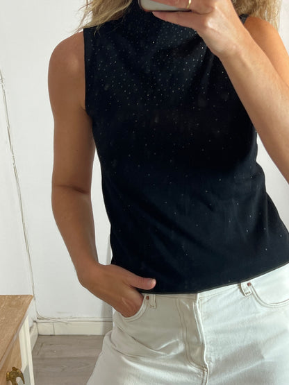 REISS. Top negro pedrería. T S