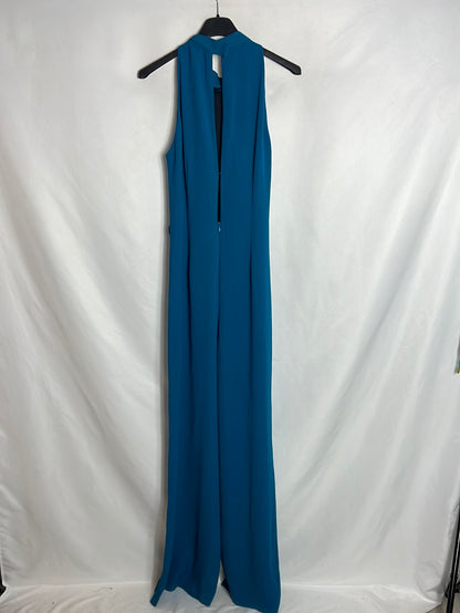 ZARA. Mono azul palazzo cuello halter. T XS