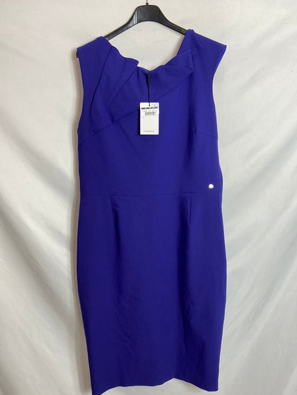 PEDRO DEL HIERRO. Vestido mdi pliegues cuello. T.44