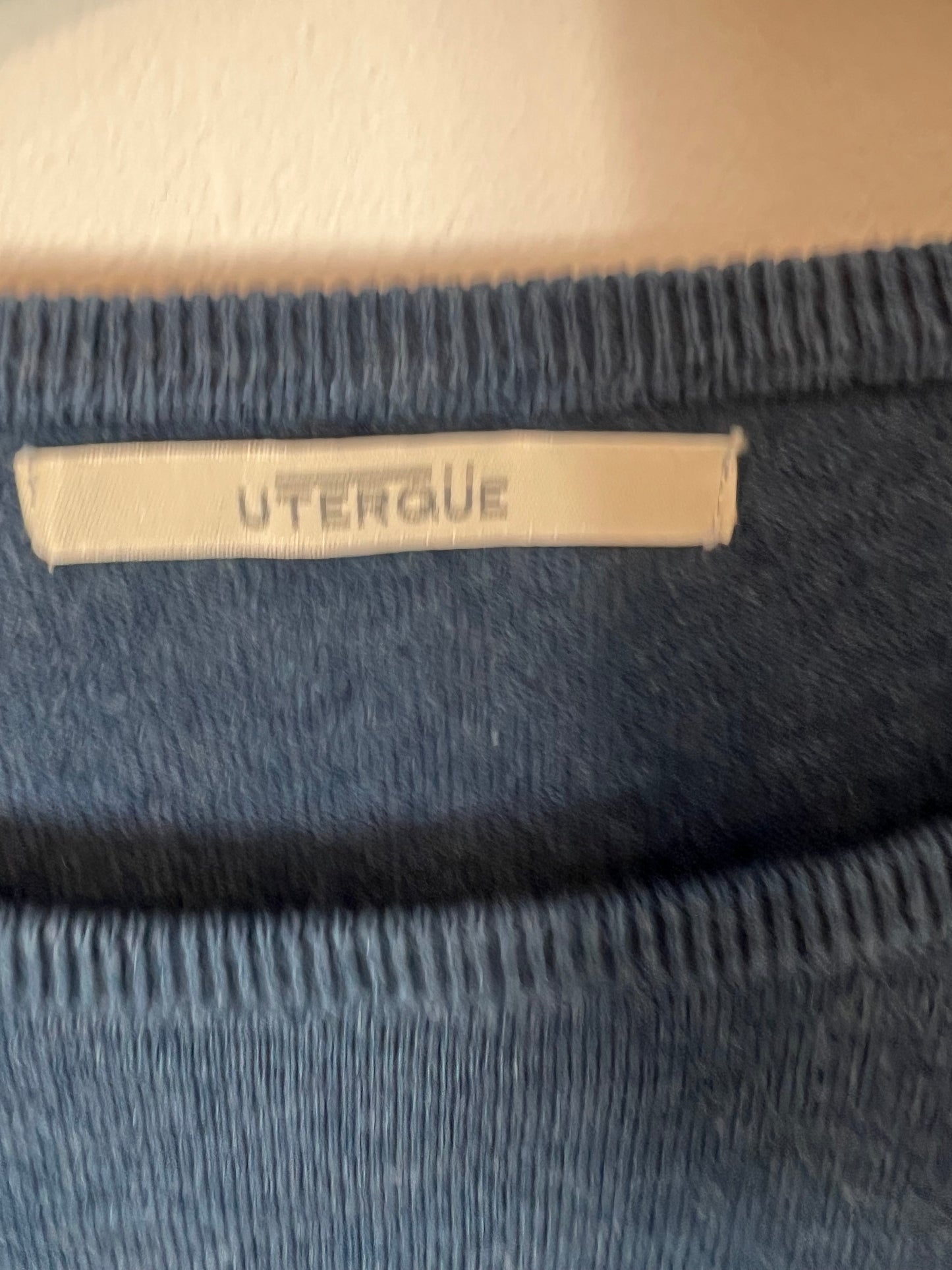 UTERQÜE. Jersey azul  seda y algodón. T S