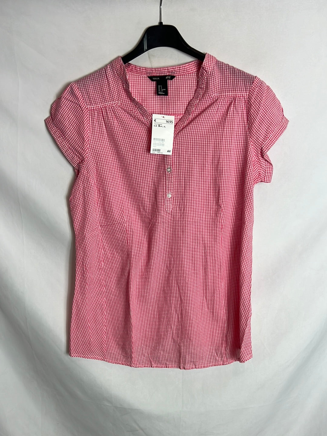 H&M. Blusa cuadros mini rosas. T S premamá