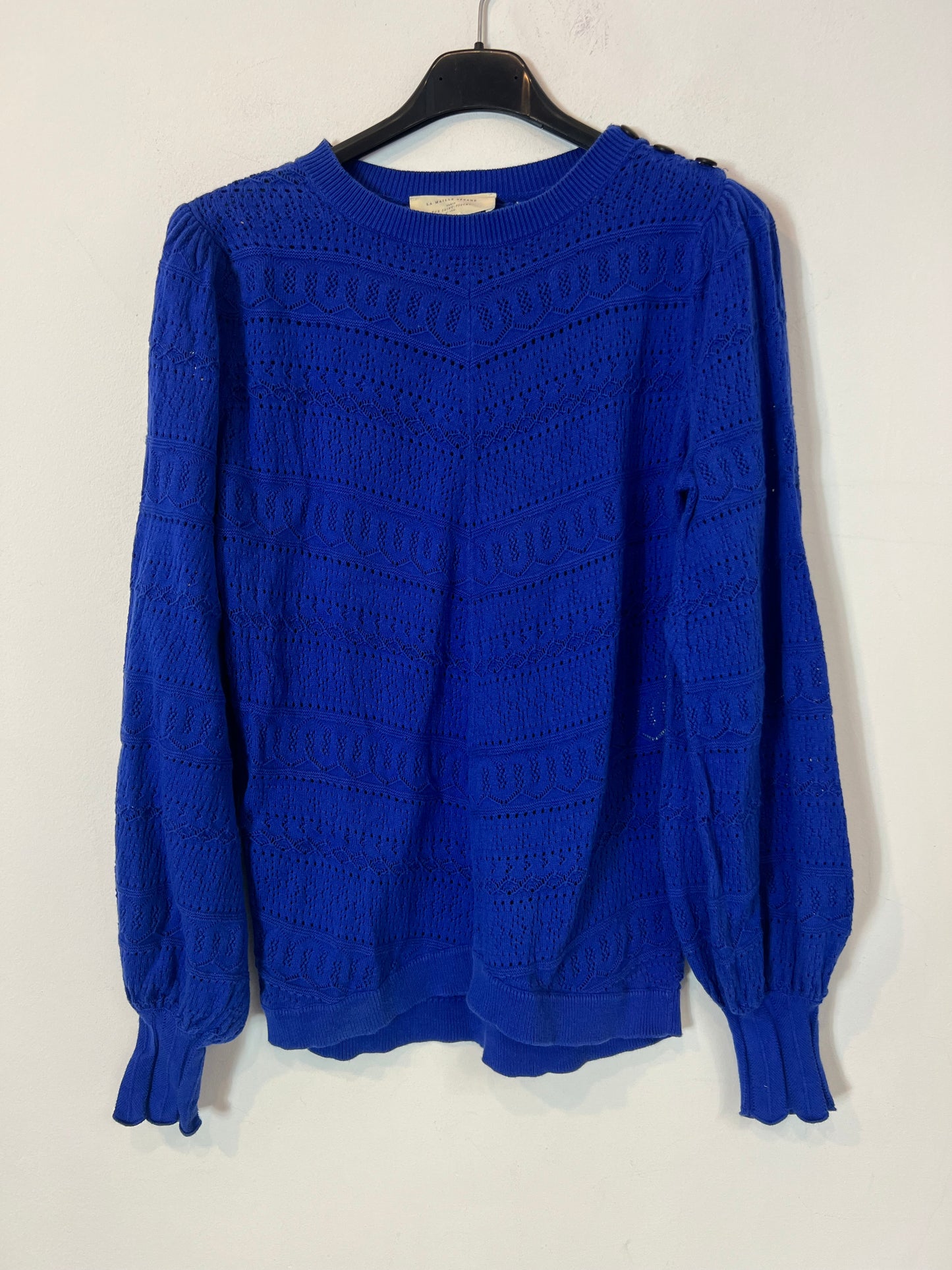 SEZANE. Jersey azul troquelado  T.s (Tara)