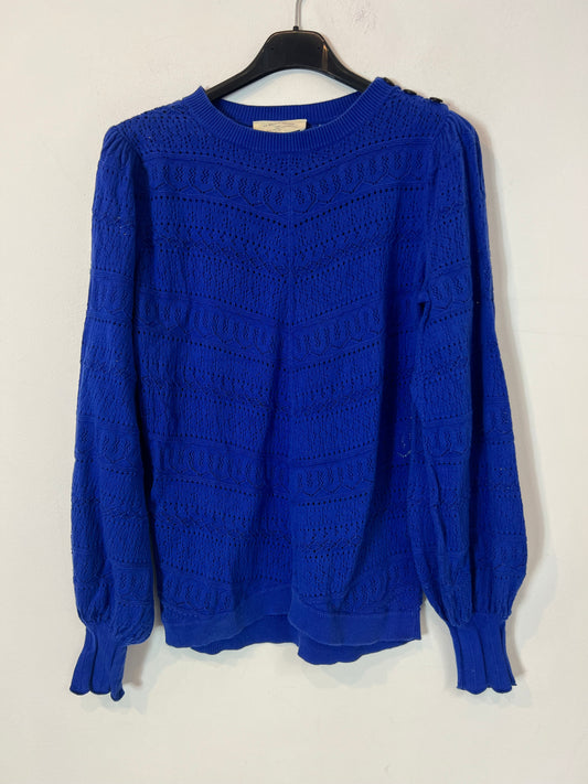 SEZANE. Jersey azul troquelado  T.s (Tara)