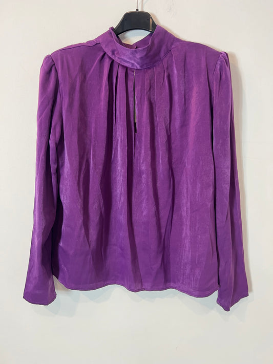 BIMANI. Blusa morada textura cuello alto. T L (M)