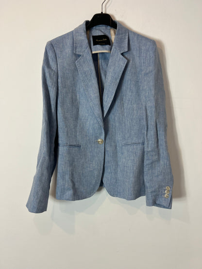 MASSIMO DUTTI. Blazer lino azul jaspeado. T 38