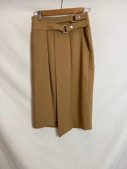 ZARA. Falda beige cruzada T.XS (Tara)