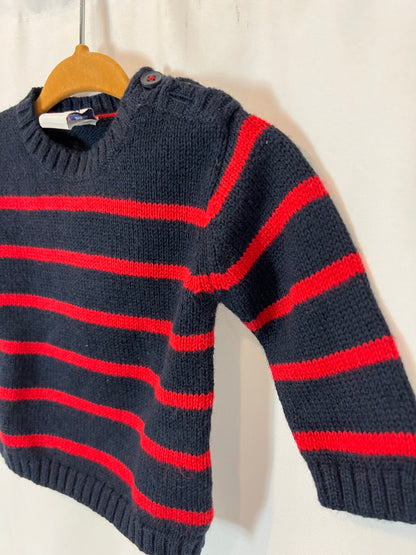 PETIT BATEAU. Jersey azul rayas. T 3 meses