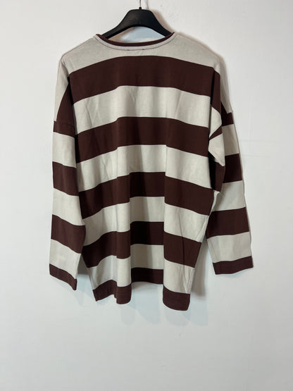 MASSIMO DUTTI. Camiseta rayas oversized T.xs