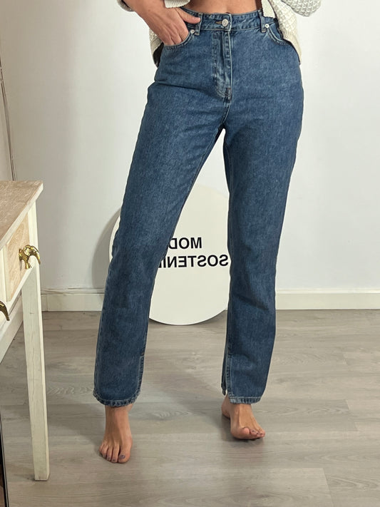 NA-KD. Pantalón denim recto aberturas T.36