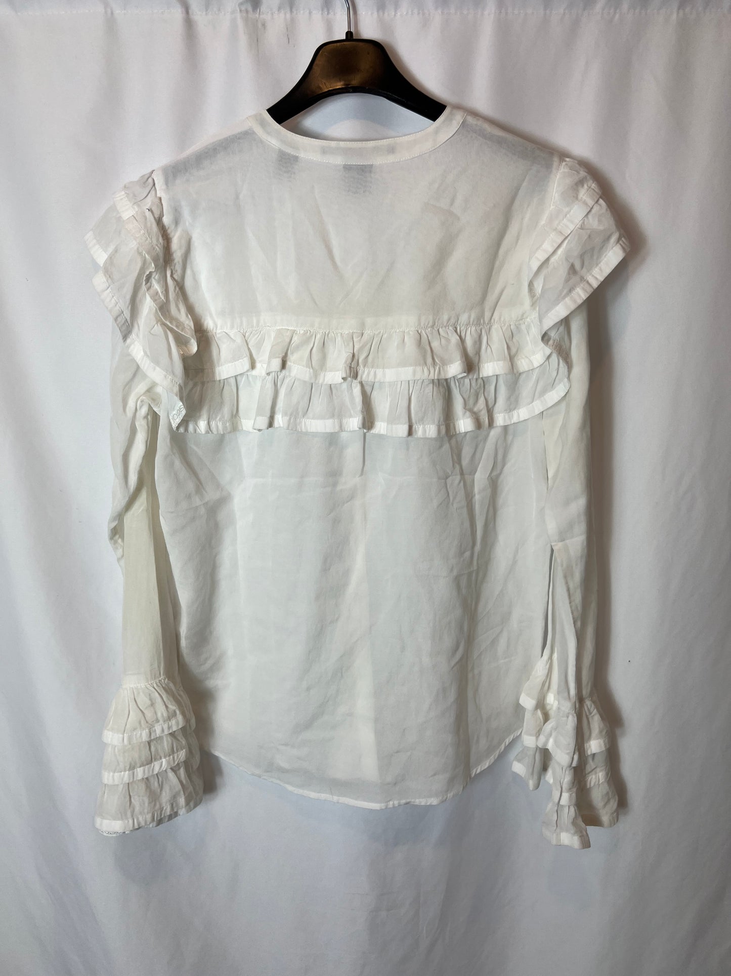 SCOTCH&SODA. Blusa blanca volantes T.s