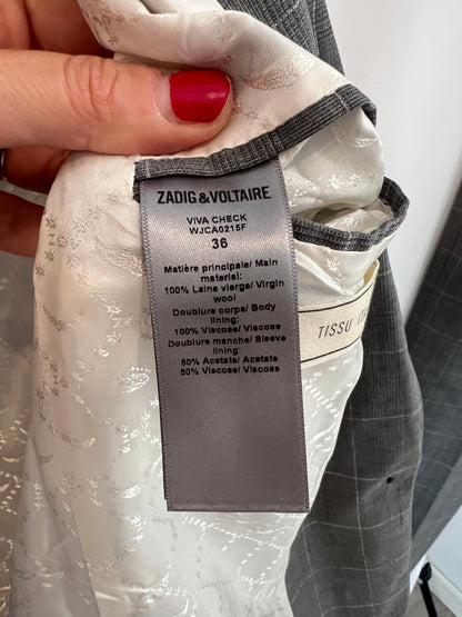 ZADIG&VOLTAIRE. Traje de chaqueta gris cuadros. T 36