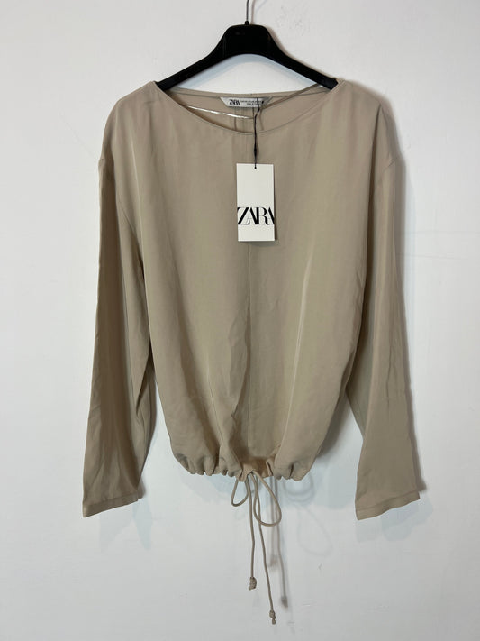 ZARA Blusa beige fluida T.xs