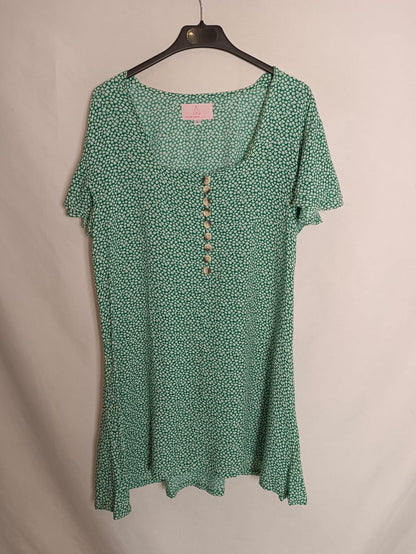 TIPITENT. Vestido verde flores T.l