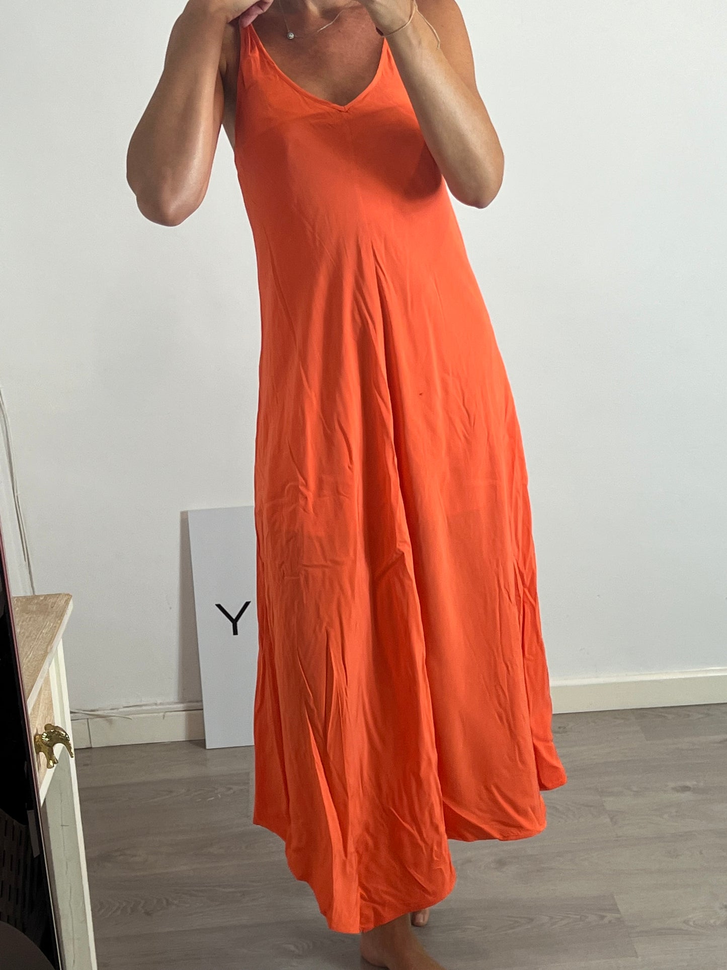 COMPTOIR DES COTONNIERS. Vestido largo naranja T.36